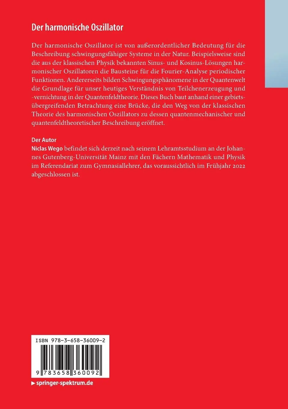 Rückseite: 9783658360092 | Der harmonische Oszillator | Niclas Wego | Taschenbuch | BestMasters