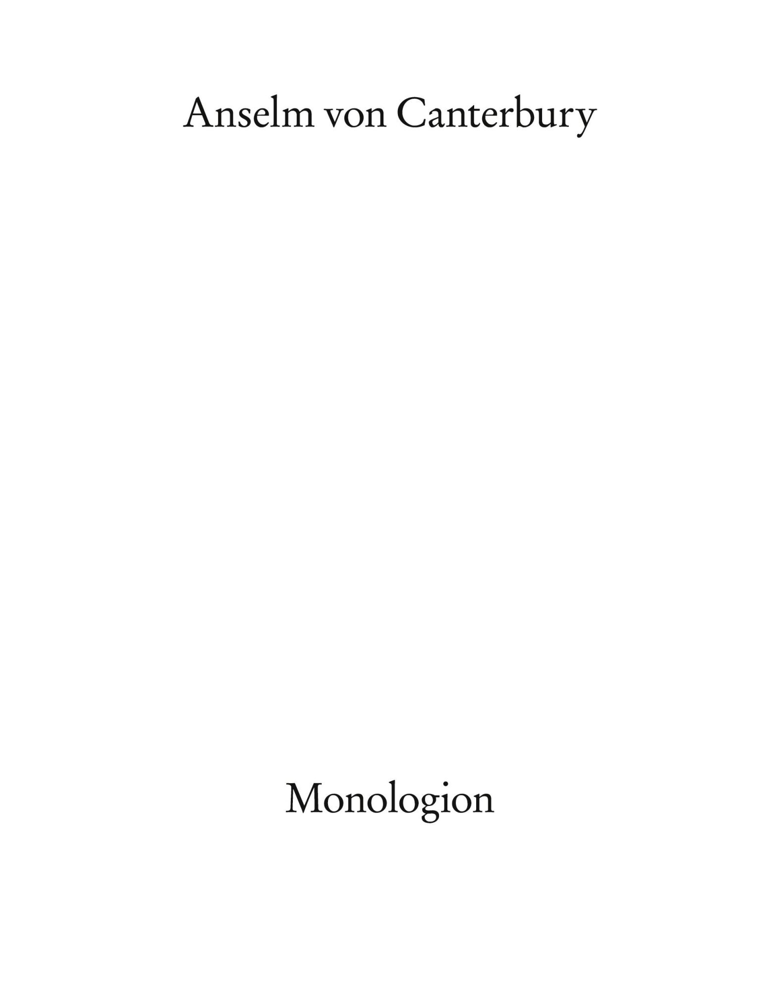 Cover: 9783772800092 | Monologion | Anselm Anselm von Canterbury | Taschenbuch | 217 S.
