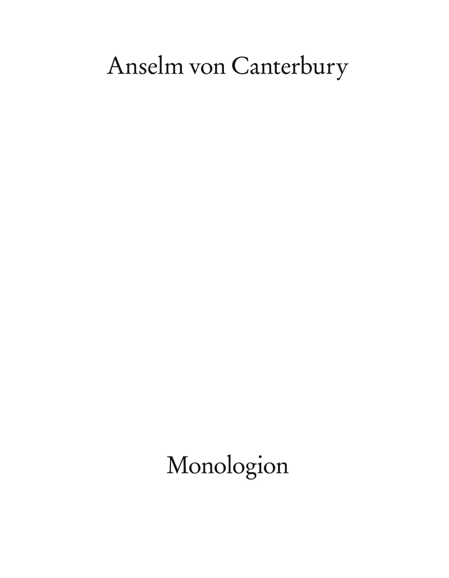 Cover: 9783772800092 | Monologion | Anselm Anselm von Canterbury | Taschenbuch | 217 S.