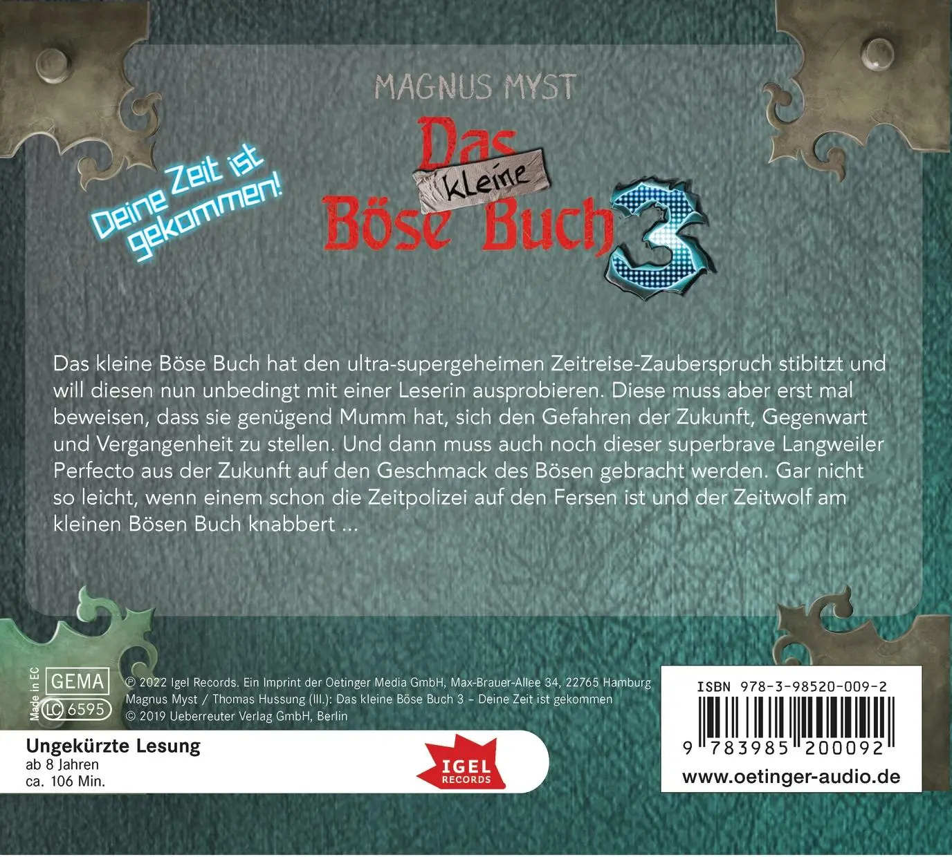 Rückseite: 9783985200092 | Das kleine Böse Buch 3. Deine Zeit ist gekommen | Magnus Myst | CD