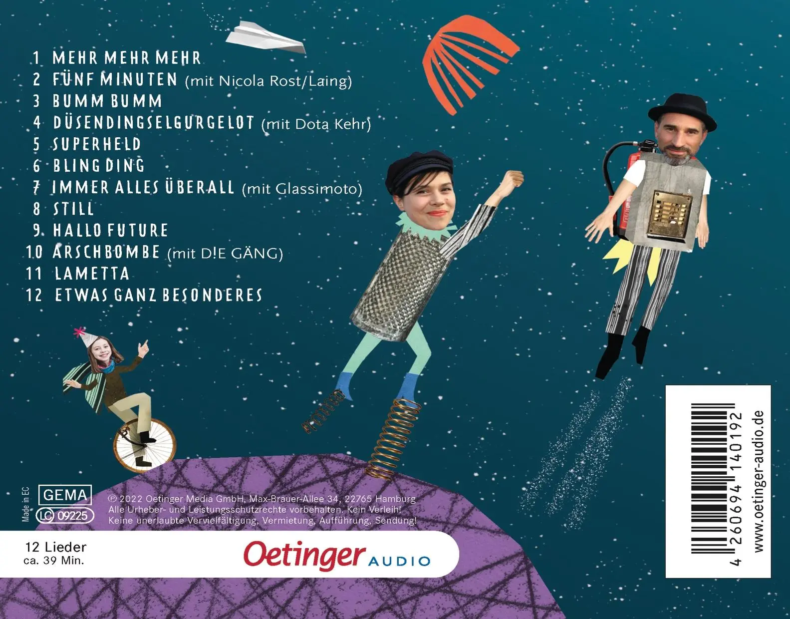 Rückseite: 4260694140192 | Mehr Mehr Mehr. Kinderlieder | Pauken und Planeten | Audio-CD | 2022
