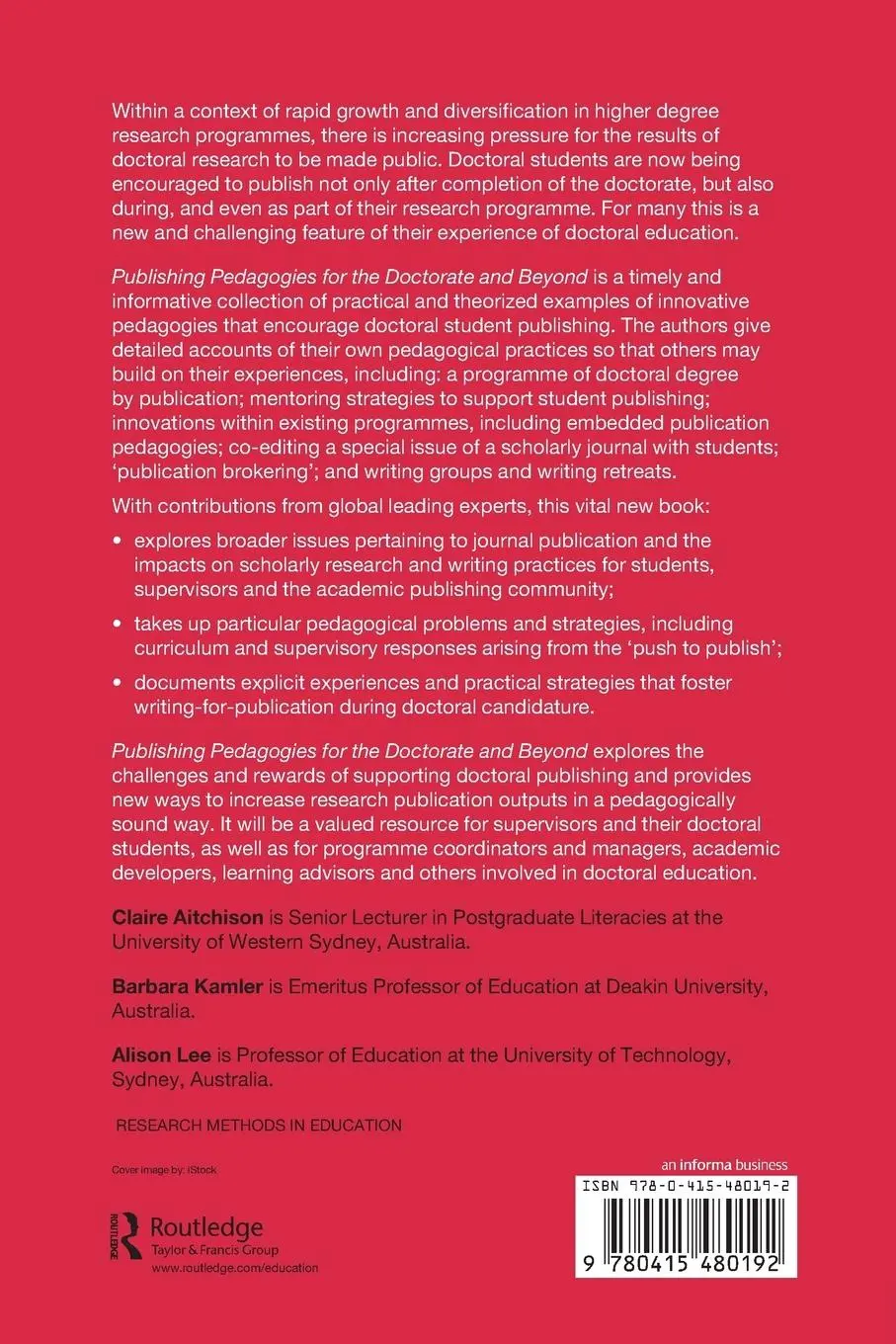 Rückseite: 9780415480192 | Publishing Pedagogies for the Doctorate and Beyond | Aitchison (u. a.)