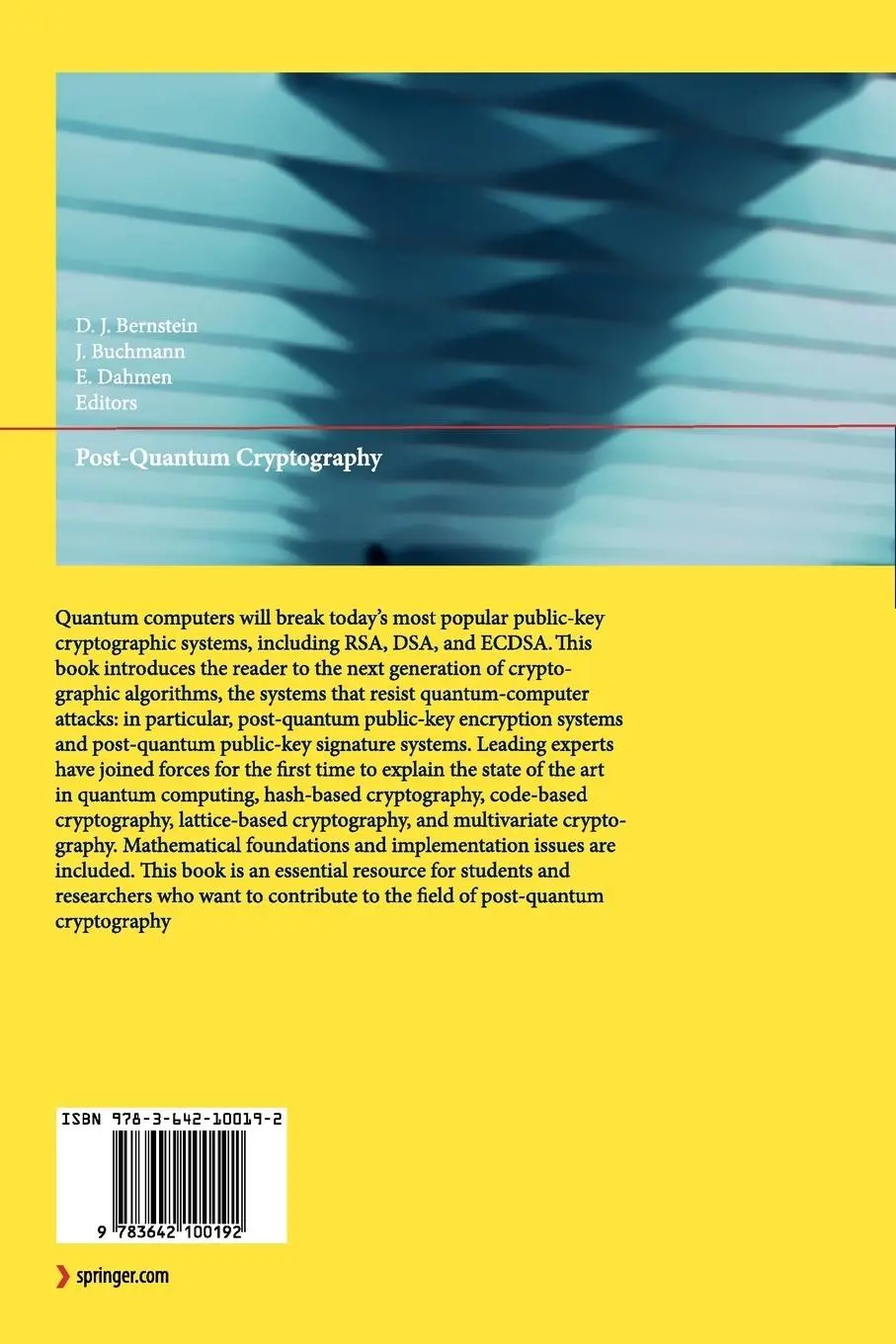 Rückseite: 9783642100192 | Post-Quantum Cryptography | Daniel J. Bernstein (u. a.) | Taschenbuch