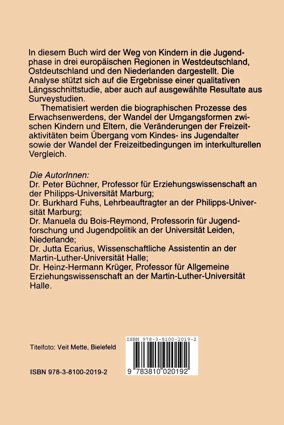 Rückseite: 9783810020192 | Teenie-Welten | Aufwachsen in drei europäischen Regionen | Taschenbuch
