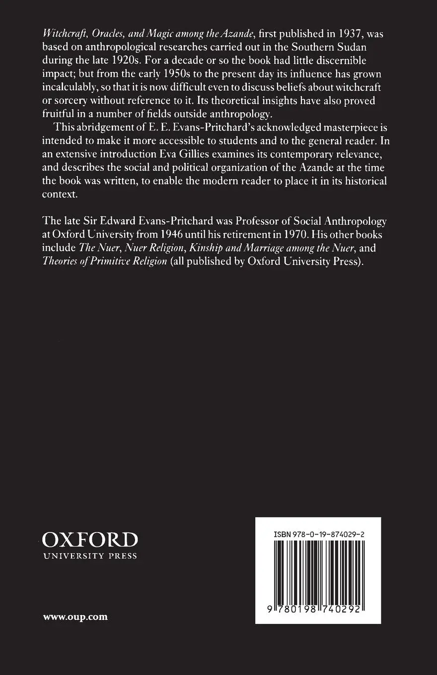Rückseite: 9780198740292 | Witchcraft, Oracles and Magic among the Azande | E. E. Evans-Pritchard