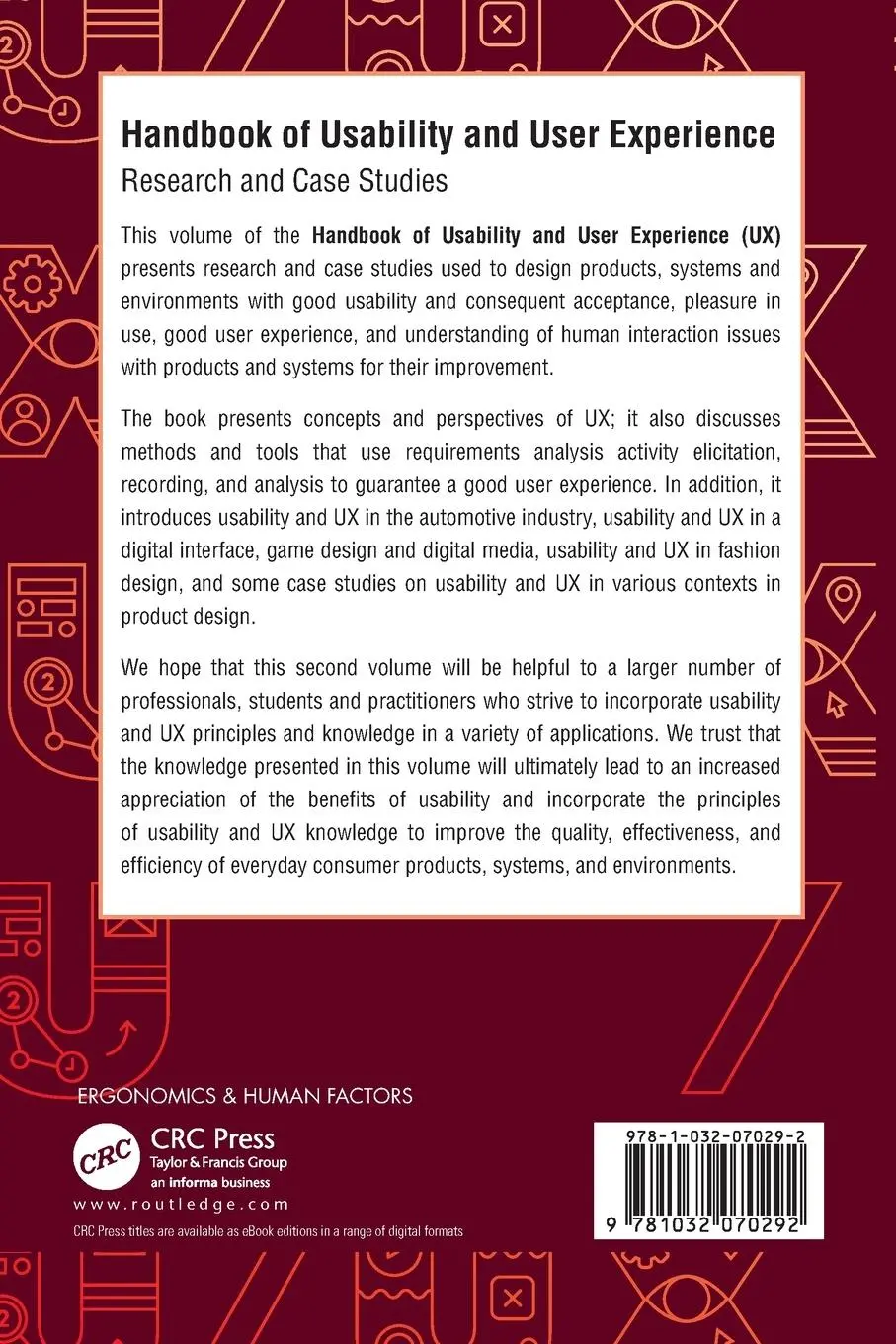 Rückseite: 9781032070292 | Handbook of Usability and User-Experience | Research and Case Studies