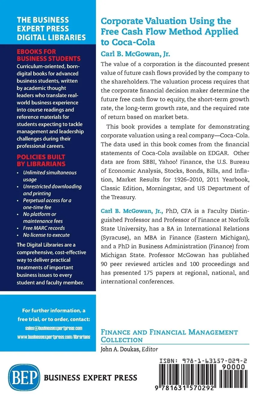 Rückseite: 9781631570292 | Corporate Valuation Using the Free Cash Flow Method Applied to...