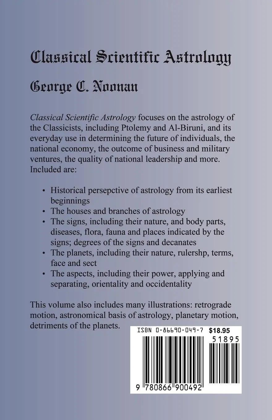 Rückseite: 9780866900492 | Classical Scientific Astrology | George C Noonan | Taschenbuch | 2005