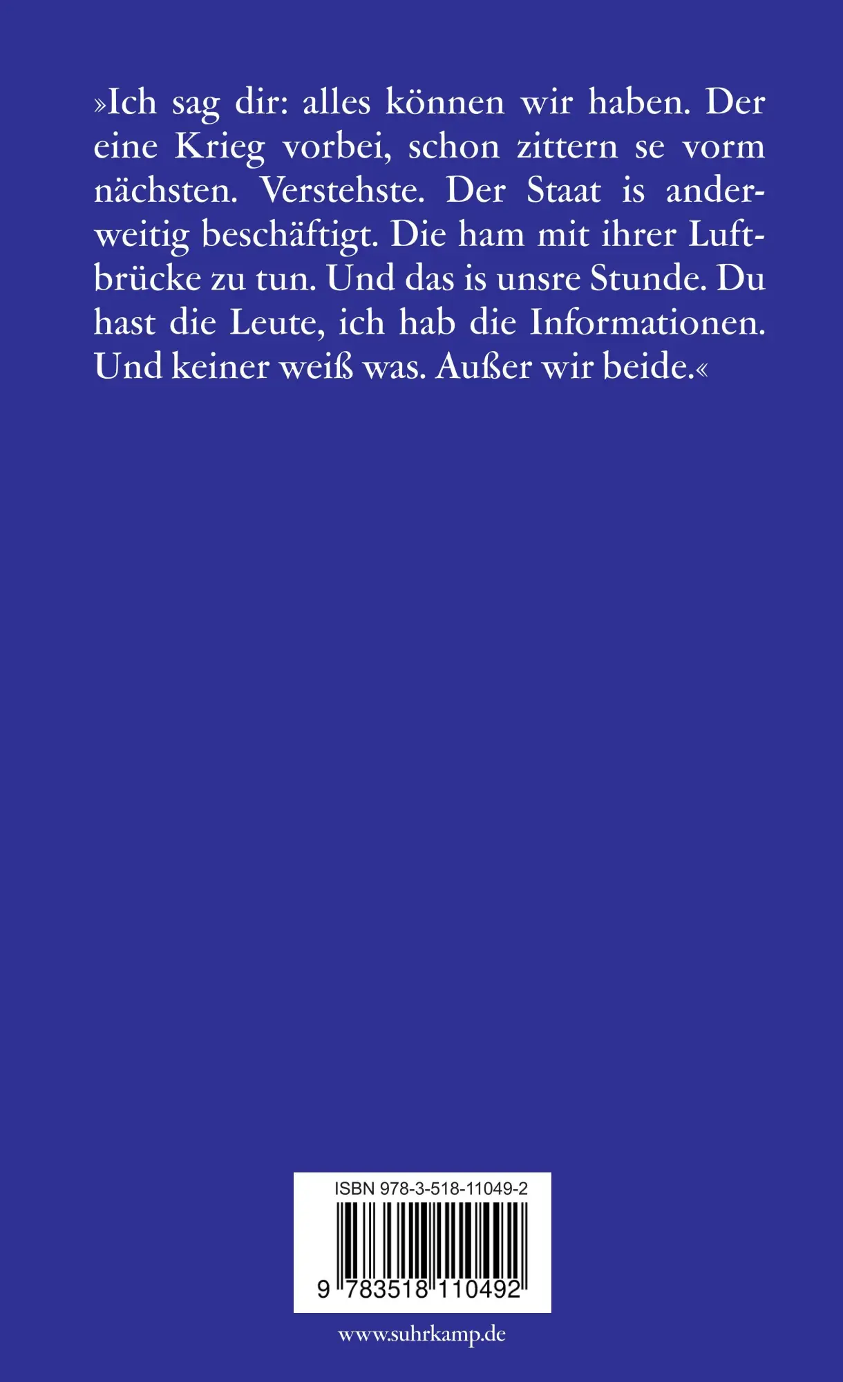 Rückseite: 9783518110492 | Engel aus Eisen | Beschreibung eines Films | Thomas Brasch | Buch