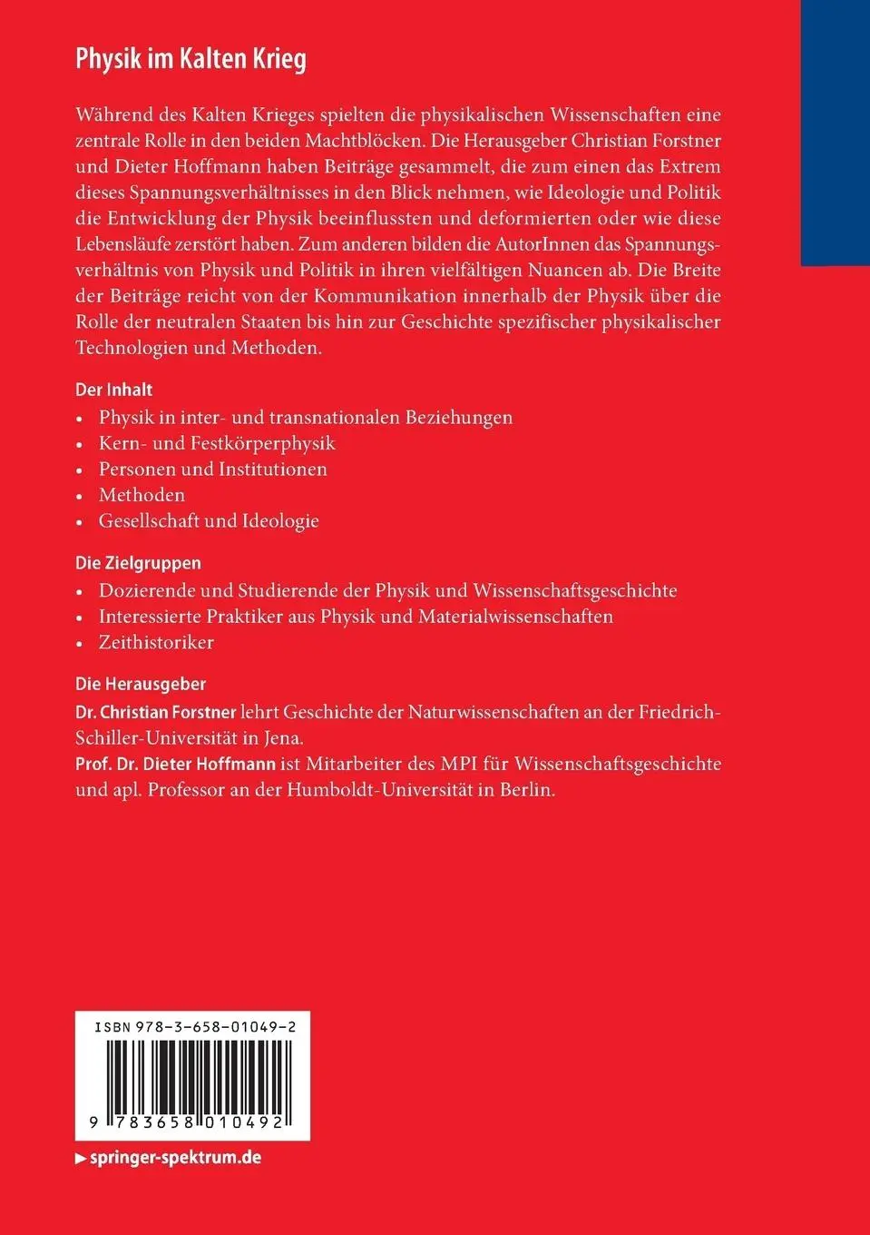 Rückseite: 9783658010492 | Physik im Kalten Krieg | Dieter Hoffmann (u. a.) | Taschenbuch | vii