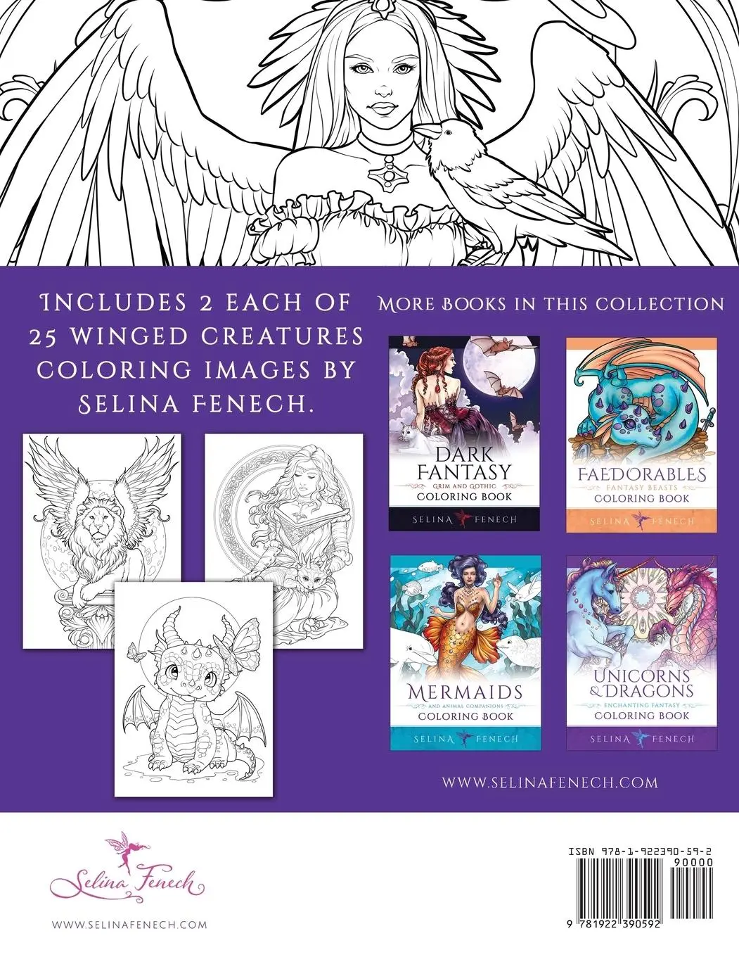 Rückseite: 9781922390592 | Winged Magic - Fantasy Creatures and Winged Animals Coloring Book