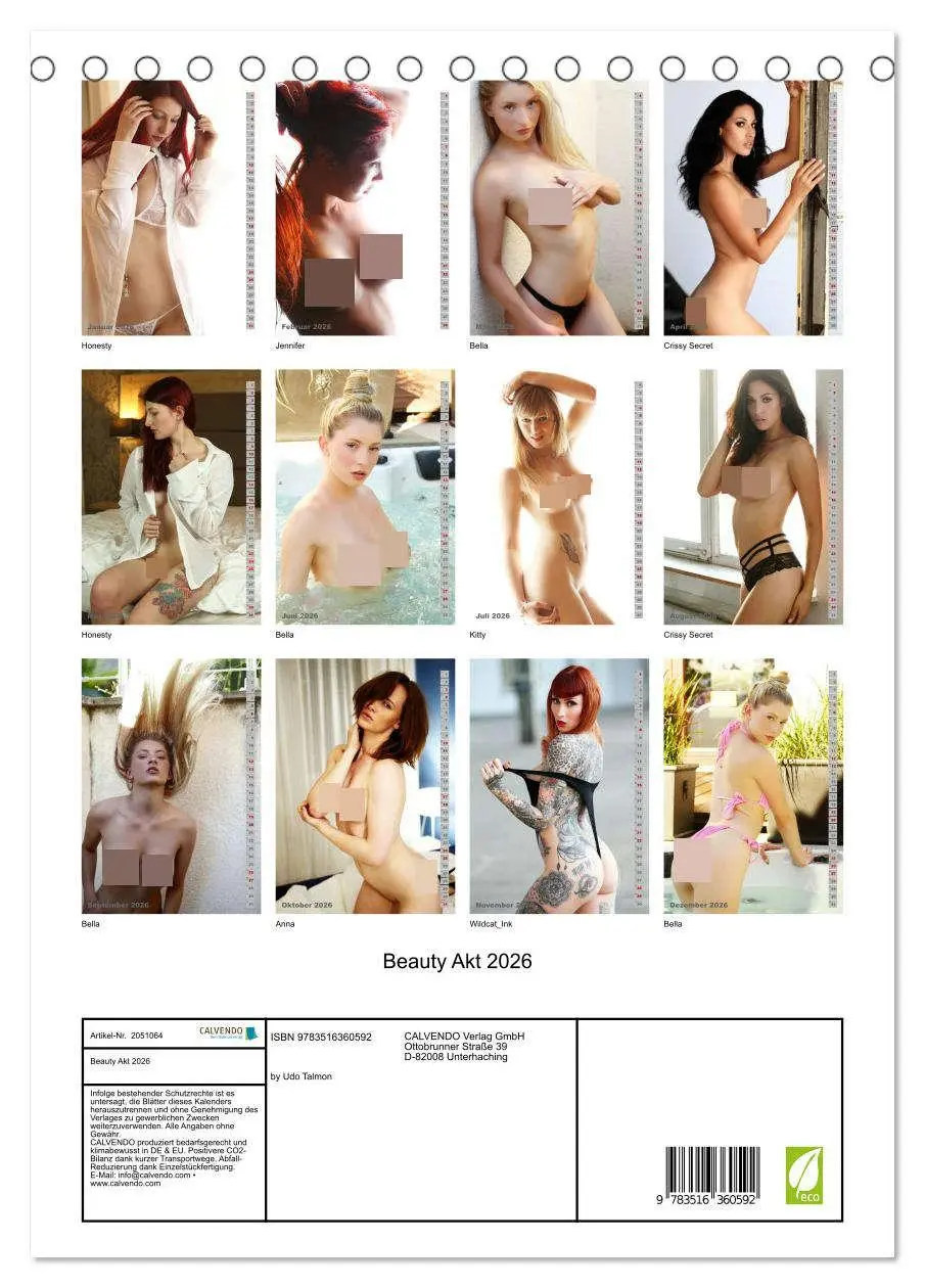 Bild: 9783516360592 | Beauty Akt 2026 (Tischkalender 2026 DIN A5 hoch), CALVENDO...