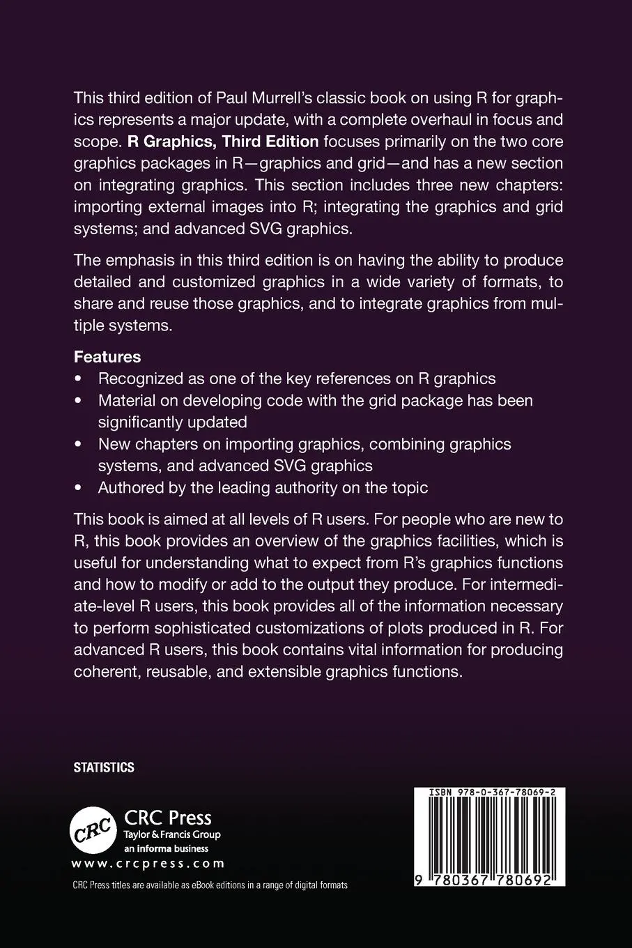 Rückseite: 9780367780692 | R Graphics, Third Edition | Paul Murrell | Taschenbuch | Englisch