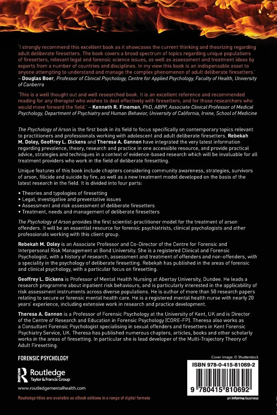 Rückseite: 9780415810692 | The Psychology of Arson | Rebekah Doley (u. a.) | Taschenbuch | 2015