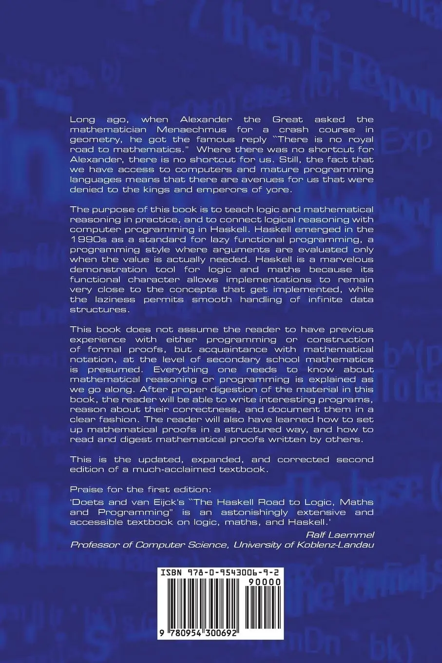 Rückseite: 9780954300692 | The Haskell Road to Logic, Maths and Programming. Second Edition