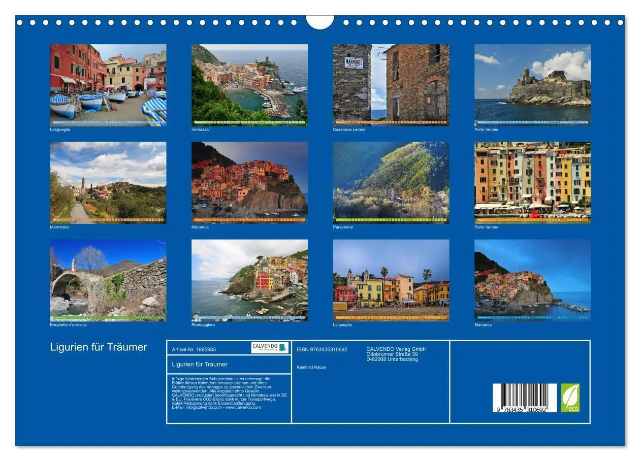 Bild: 9783435310692 | Ligurien für Träumer (Wandkalender 2025 DIN A3 quer), CALVENDO...
