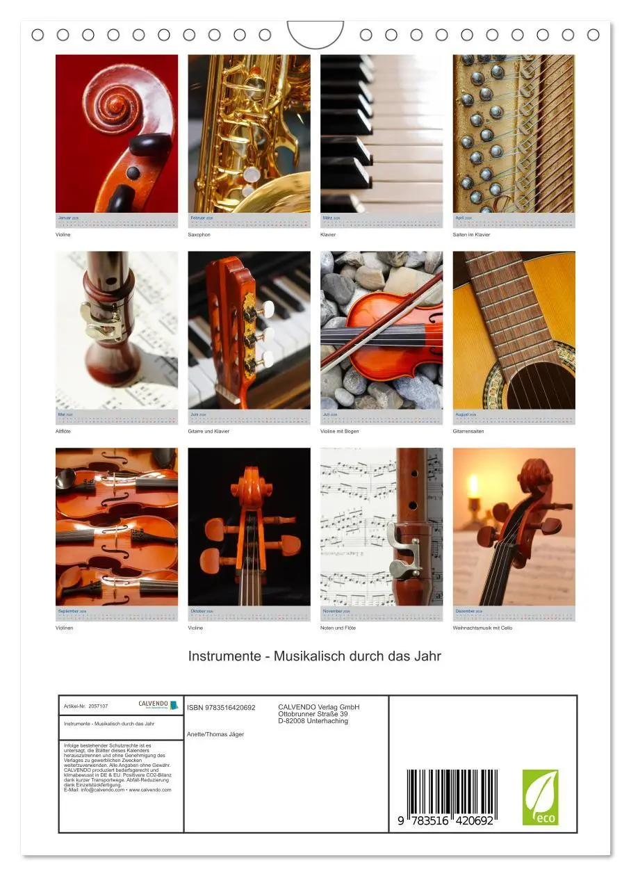 Bild: 9783516420692 | Instrumente - Musikalisch durch das Jahr (Wandkalender 2026 DIN A4...