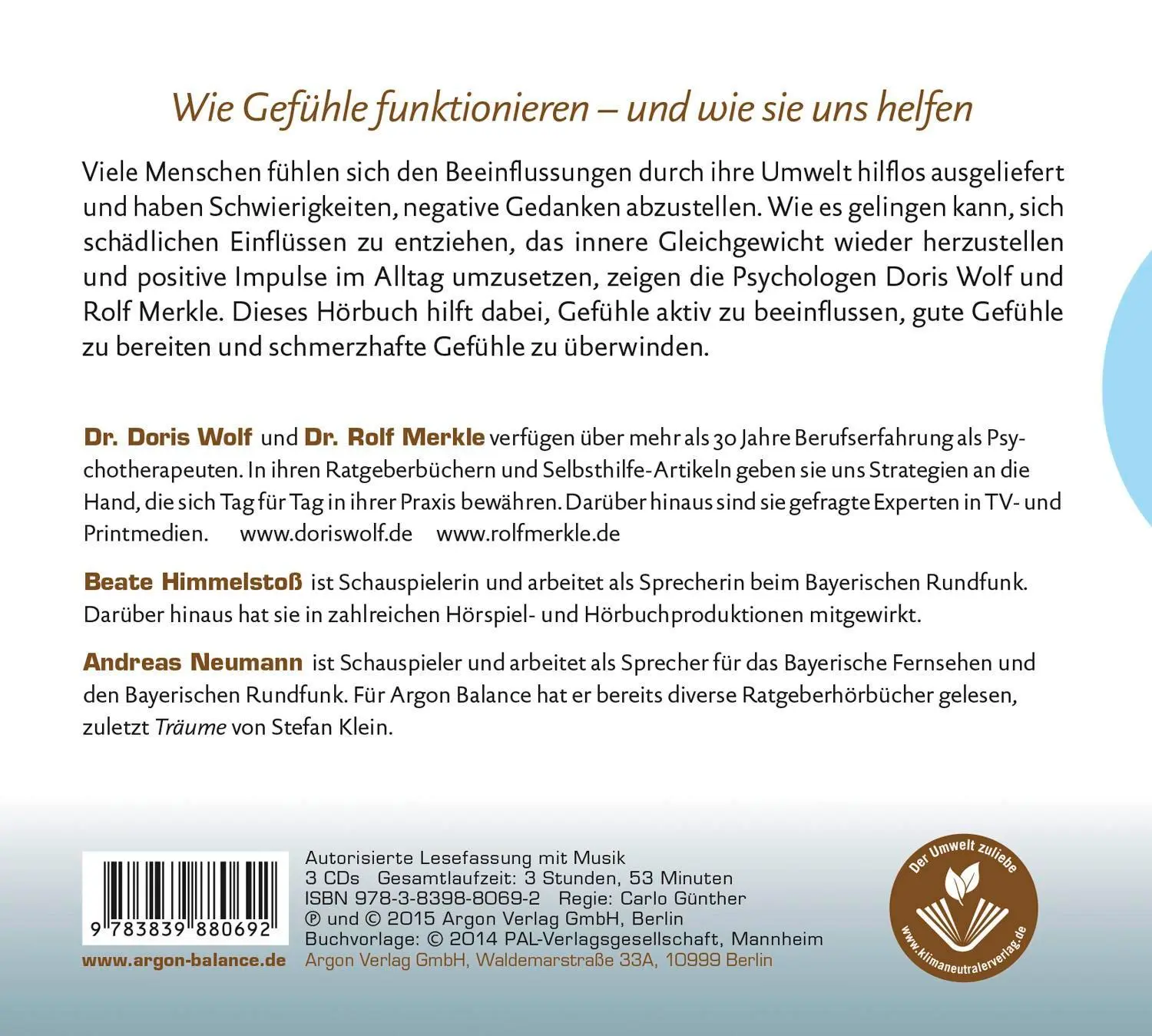Rückseite: 9783839880692 | Gefühle verstehen, Probleme bewältigen | Rolf Merkle (u. a.) | CD