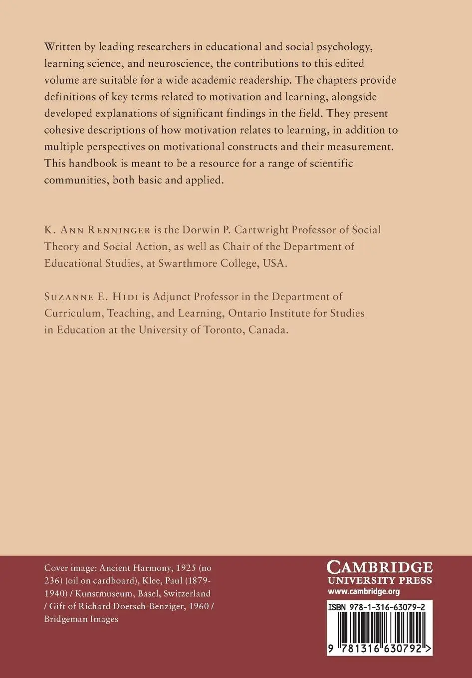 Rückseite: 9781316630792 | The Cambridge Handbook of Motivation and Learning | Renninger (u. a.)