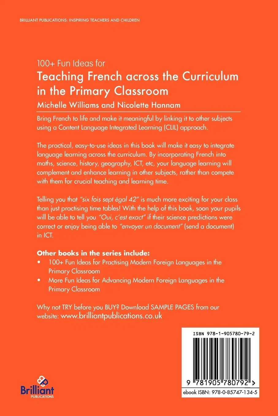 Rückseite: 9781905780792 | 100+ Fun Ideas for Teaching French Across the Curriculum in the...