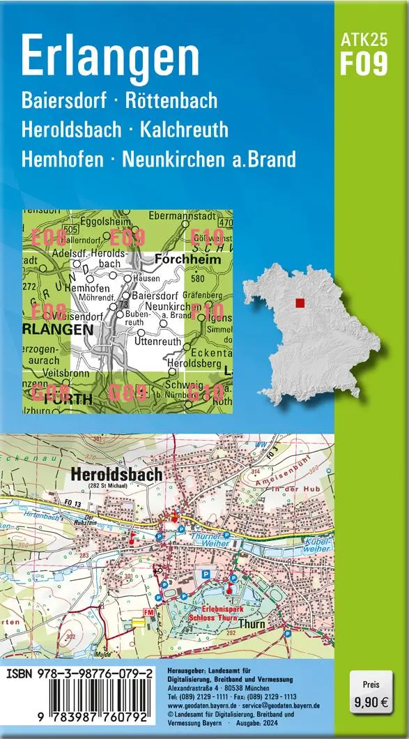 Rückseite: 9783987760792 | ATK25-F09 Erlangen (Amtliche Topographische Karte 1:25000) | Deutsch