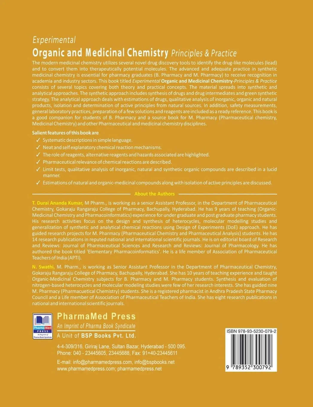 Rückseite: 9789352300792 | Experimental Organic &amp; Medicinal Chemistry | Principles &amp; Practice