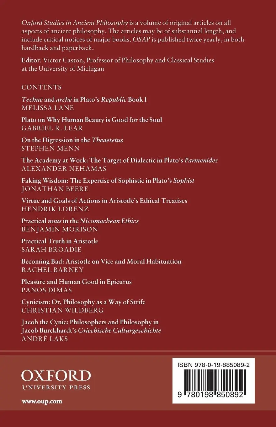 Rückseite: 9780198850892 | Oxford Studies in Ancient Philosophy, Volume 57 | Victor Caston | Buch