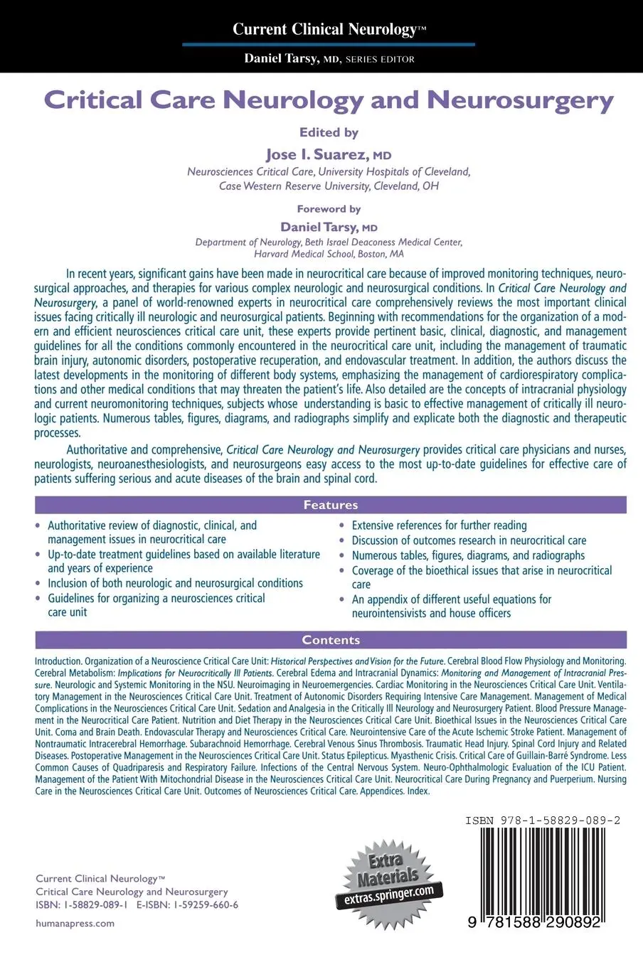 Rückseite: 9781588290892 | Critical Care Neurology and Neurosurgery | Jose I. Suarez | Buch | xv