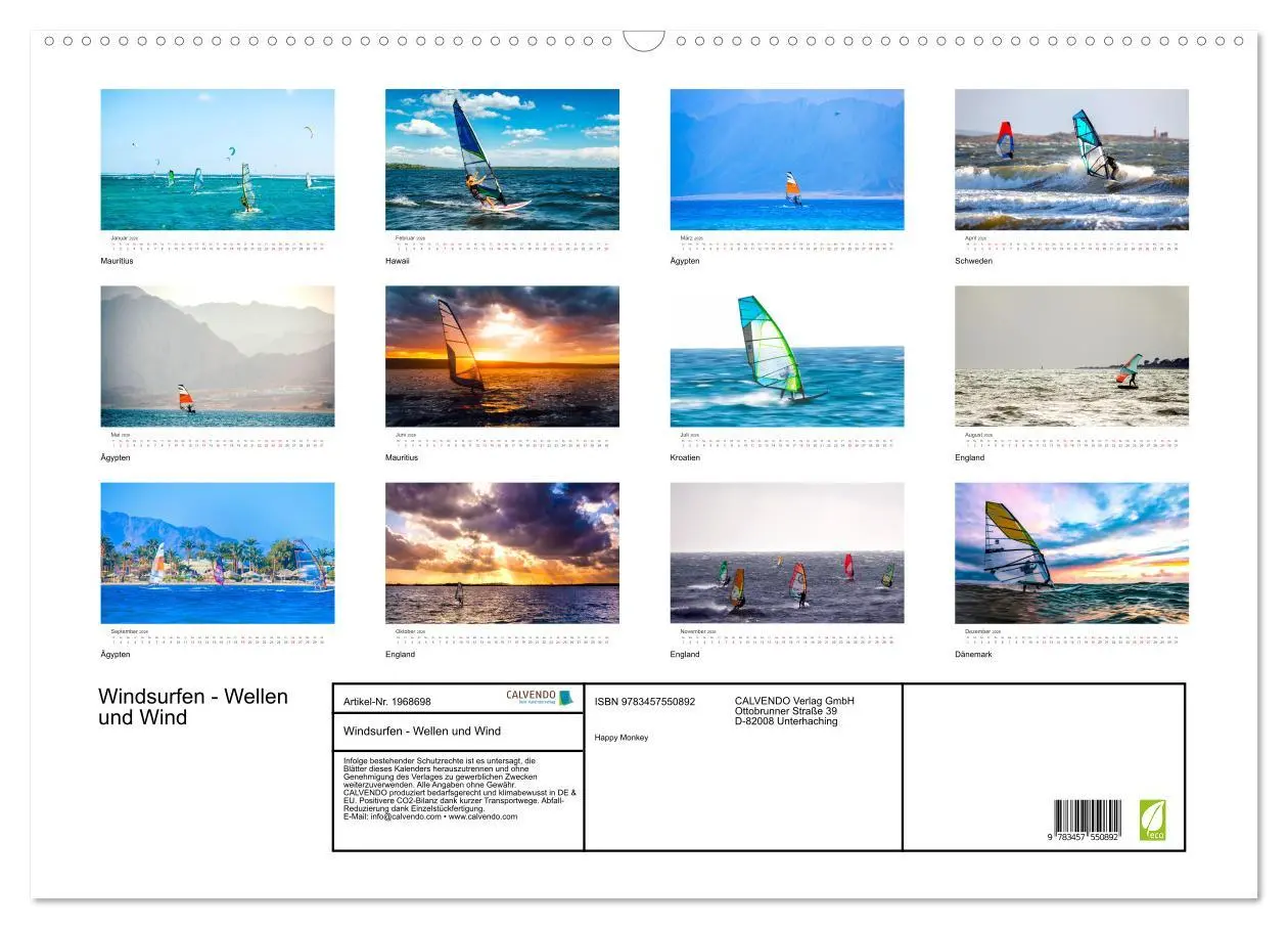 Bild: 9783457550892 | Windsurfen - Wellen und Wind (Wandkalender 2026 DIN A2 quer),...