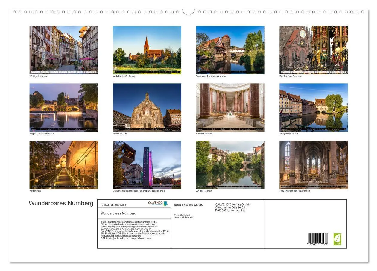 Bild: 9783457920992 | Wunderbares Nürnberg (Wandkalender 2026 DIN A2 quer), CALVENDO...
