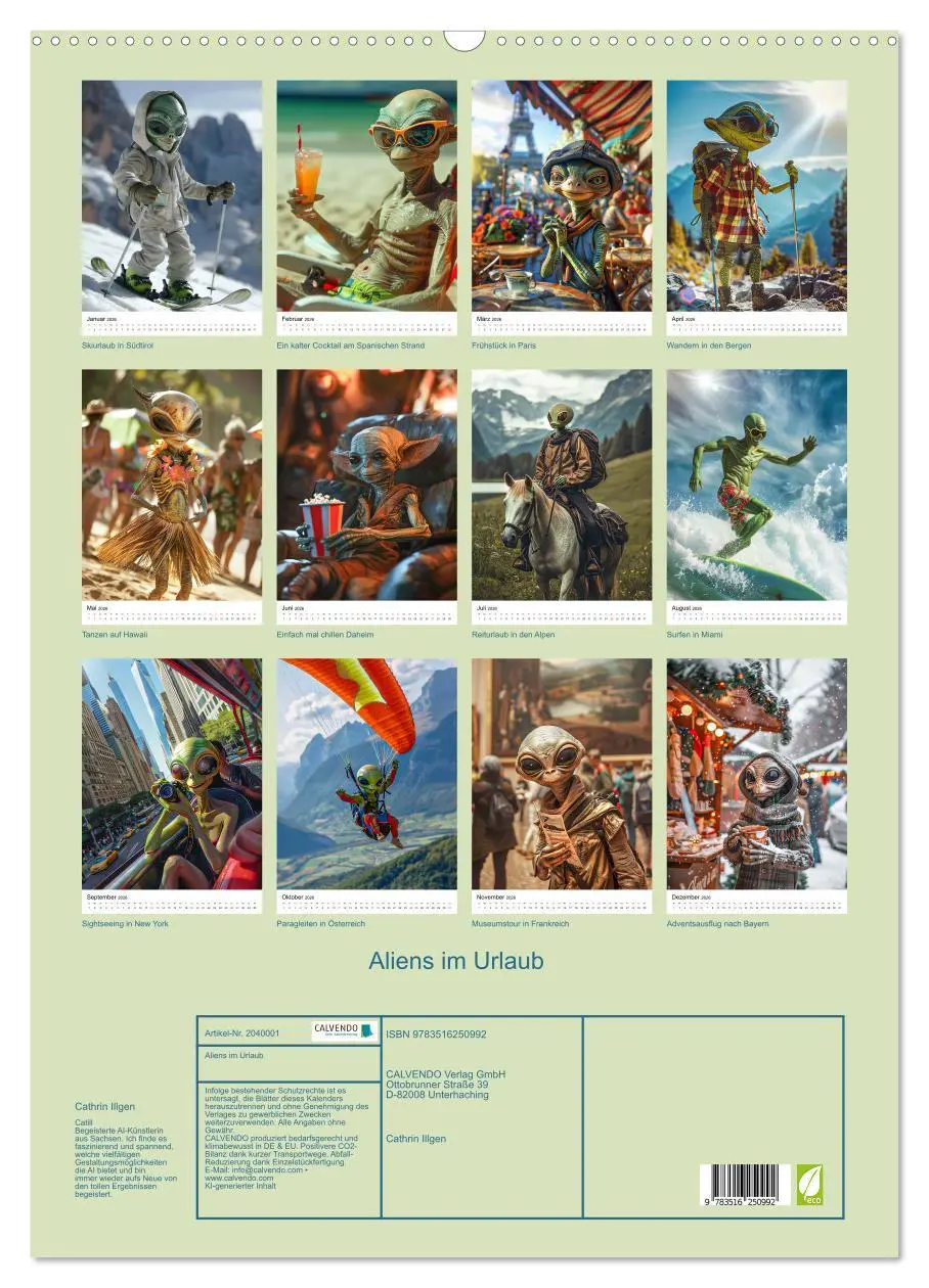 Bild: 9783516250992 | Aliens im Urlaub (Wandkalender 2026 DIN A2 hoch), CALVENDO...