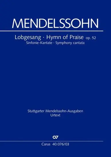 Cover: 9790007060992 | Lobgesang (Klavierauszug) | Sinfonie-Kantate MWV A 18, 1840 | Buch
