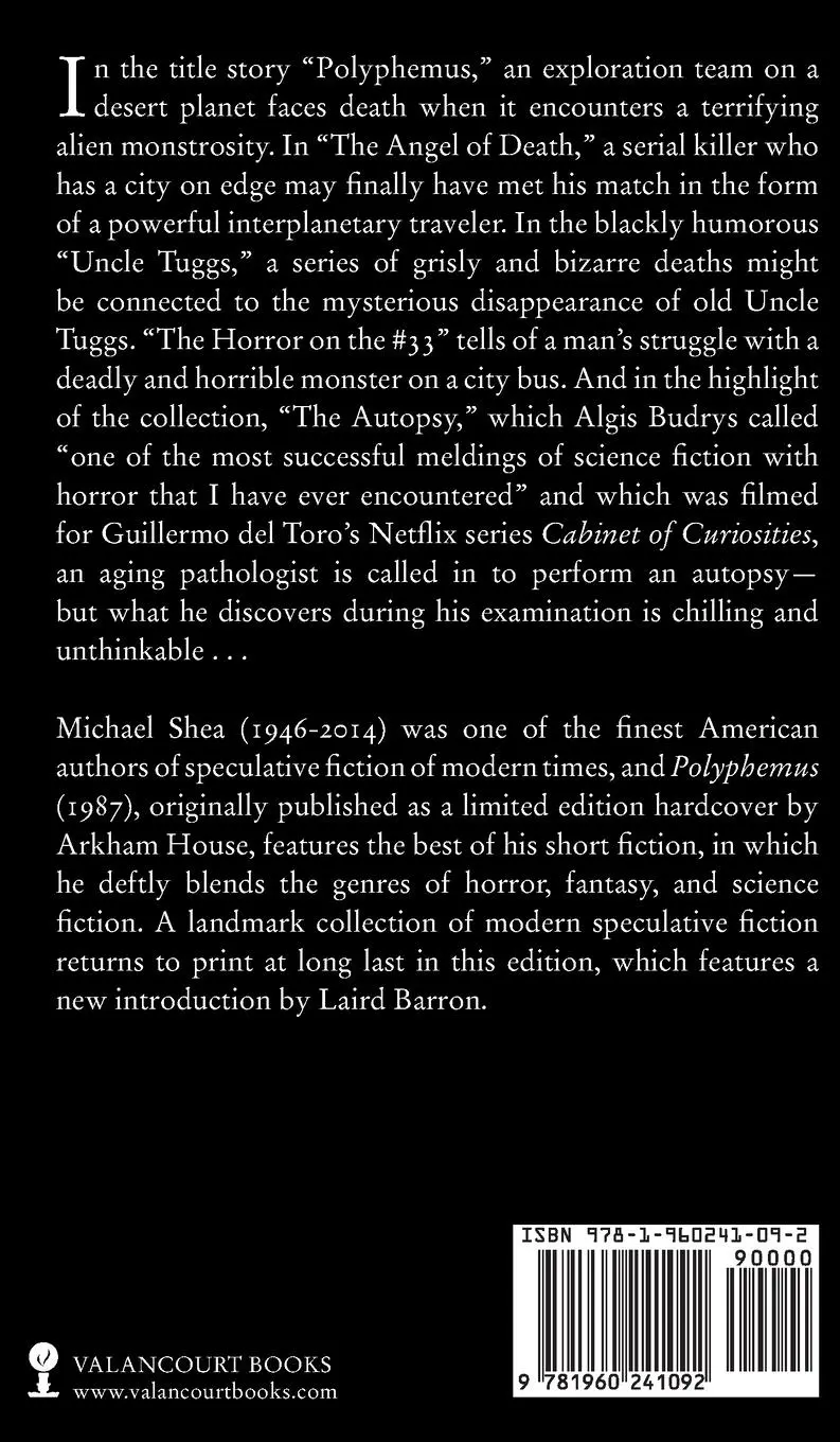 Rückseite: 9781960241092 | Polyphemus | Michael Shea | Buch | Englisch | 2023 | Valancourt Books