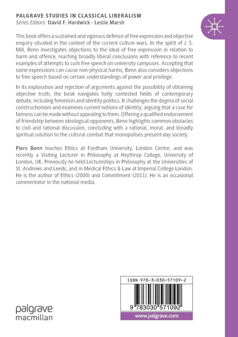 Rückseite: 9783030571092 | Intellectual Freedom and the Culture Wars | Piers Benn | Taschenbuch
