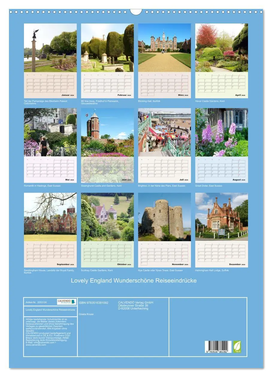 Bild: 9783516381092 | Lovely England Wunderschöne Reiseeindrücke (Wandkalender 2026 DIN...
