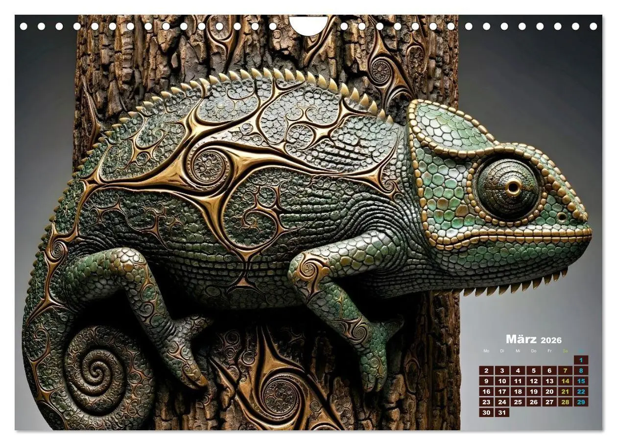 Bild: 9783516691092 | Chamäleon Artwork (Wandkalender 2026 DIN A4 quer), CALVENDO...