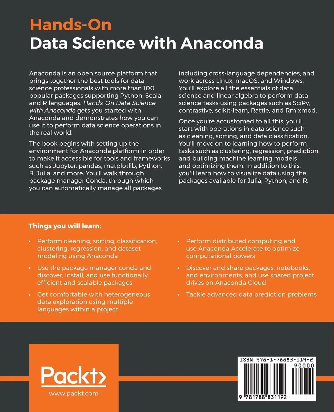 Rückseite: 9781788831192 | Hands-On Data Science with Anaconda | Yuxing Yan (u. a.) | Taschenbuch