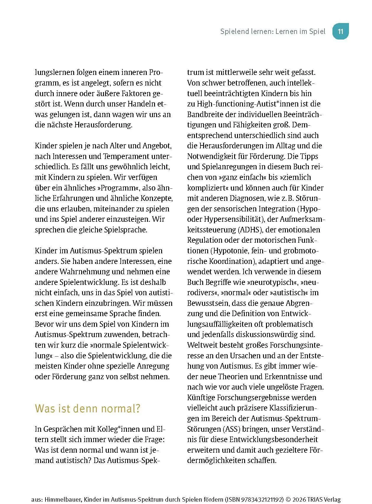 Bild: 9783432121192 | Kinder im Autismus-Spektrum durch Spielen fördern | Himmelbauer | Buch