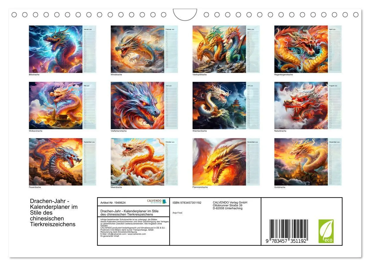 Bild: 9783457351192 | Drachen-Jahr - Kalenderplaner im Stile des chinesischen...