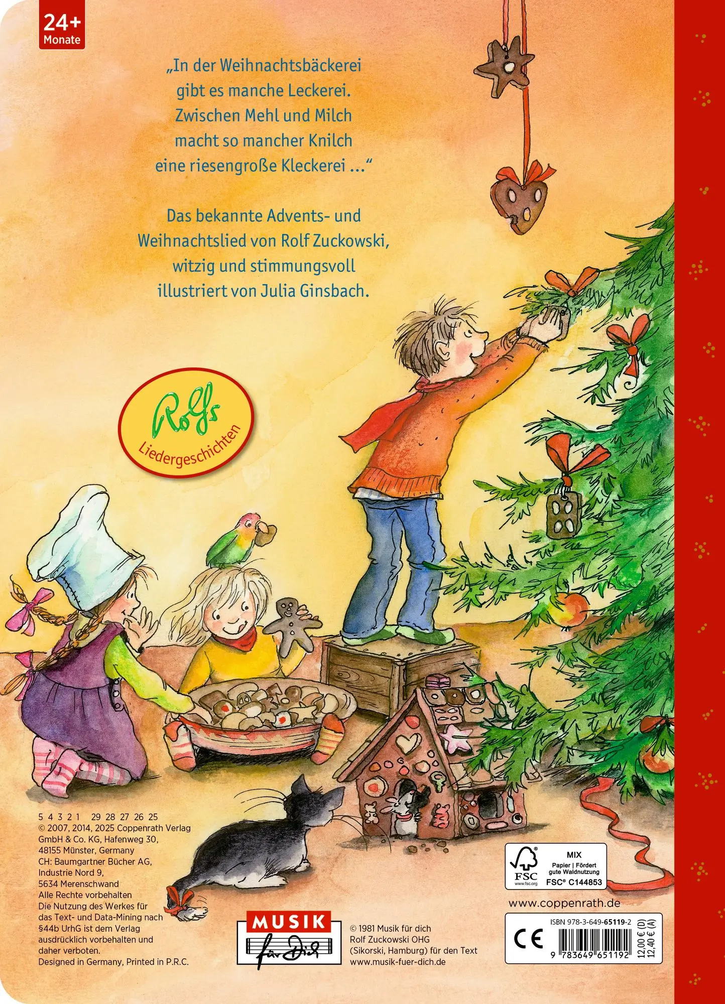 Rückseite: 9783649651192 | In der Weihnachtsbäckerei | Buch mit Adventskalender | Rolf Zuckowski