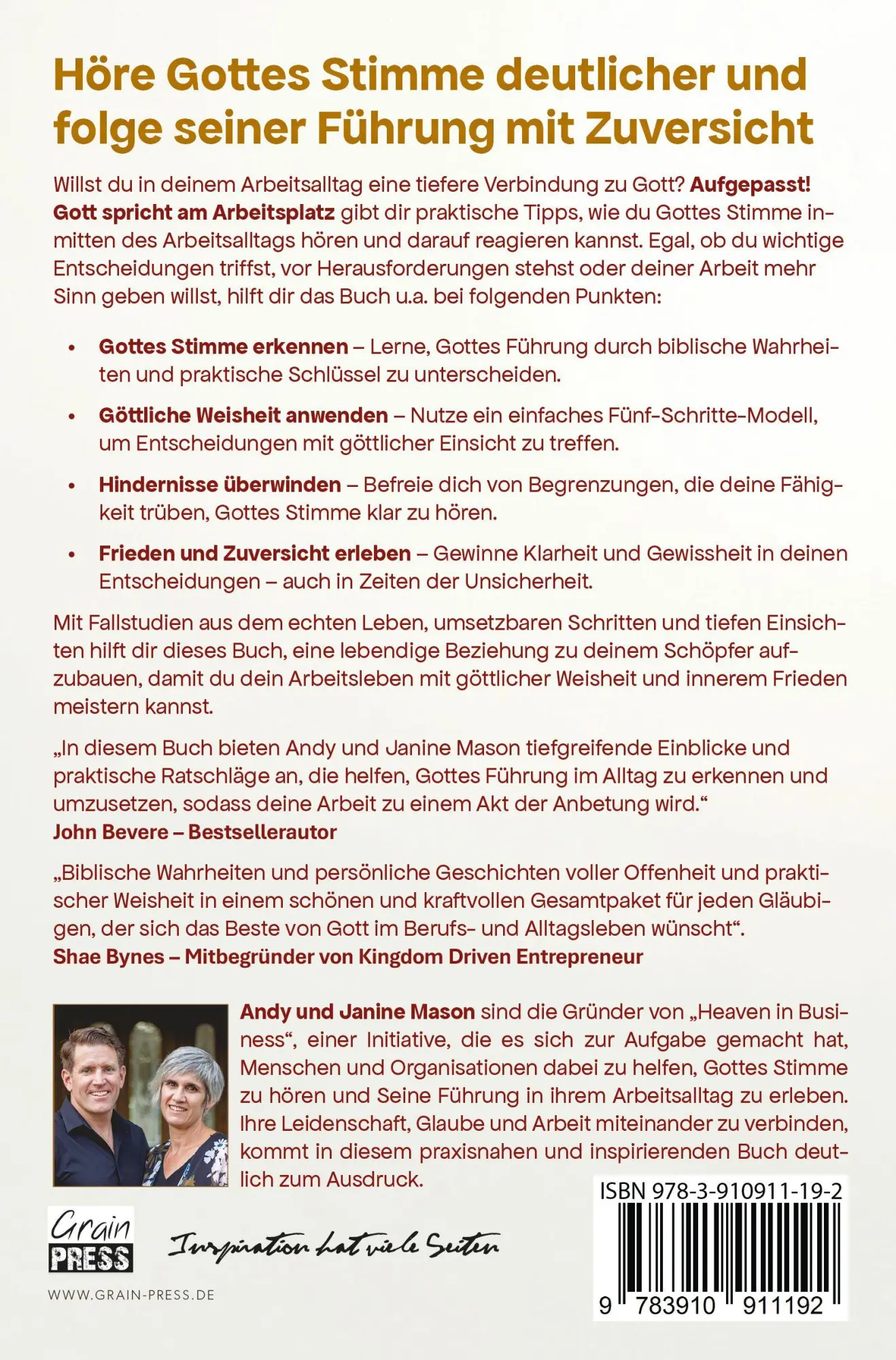Autor: 9783910911192 | Aufgepasst! Gott spricht am Arbeitsplatz | Andy &amp; Janine Mason | Buch