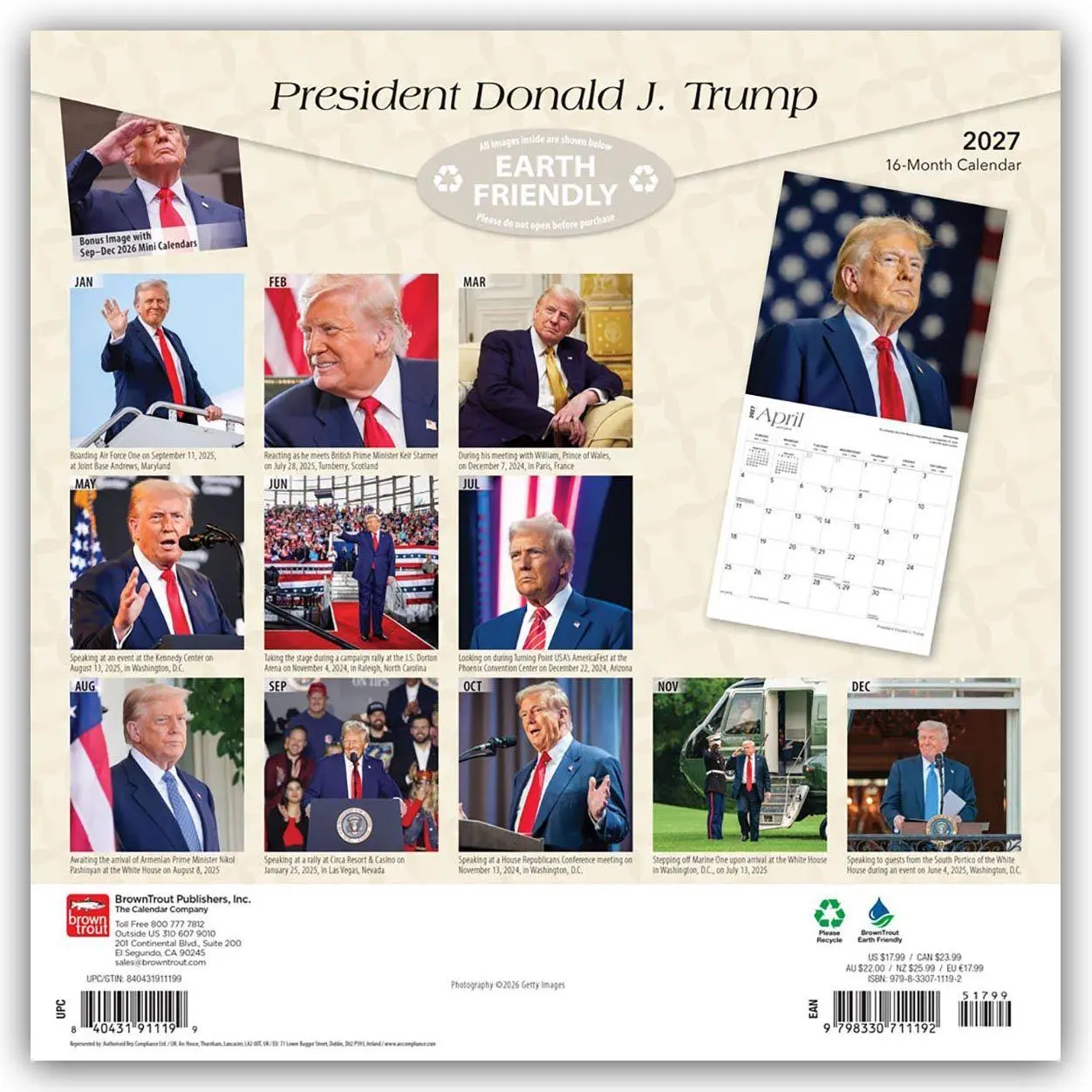 Rückseite: 9798330711192 | President Donald J. Trump 2027 12 X 24 Inch (Hanging) Monthly...