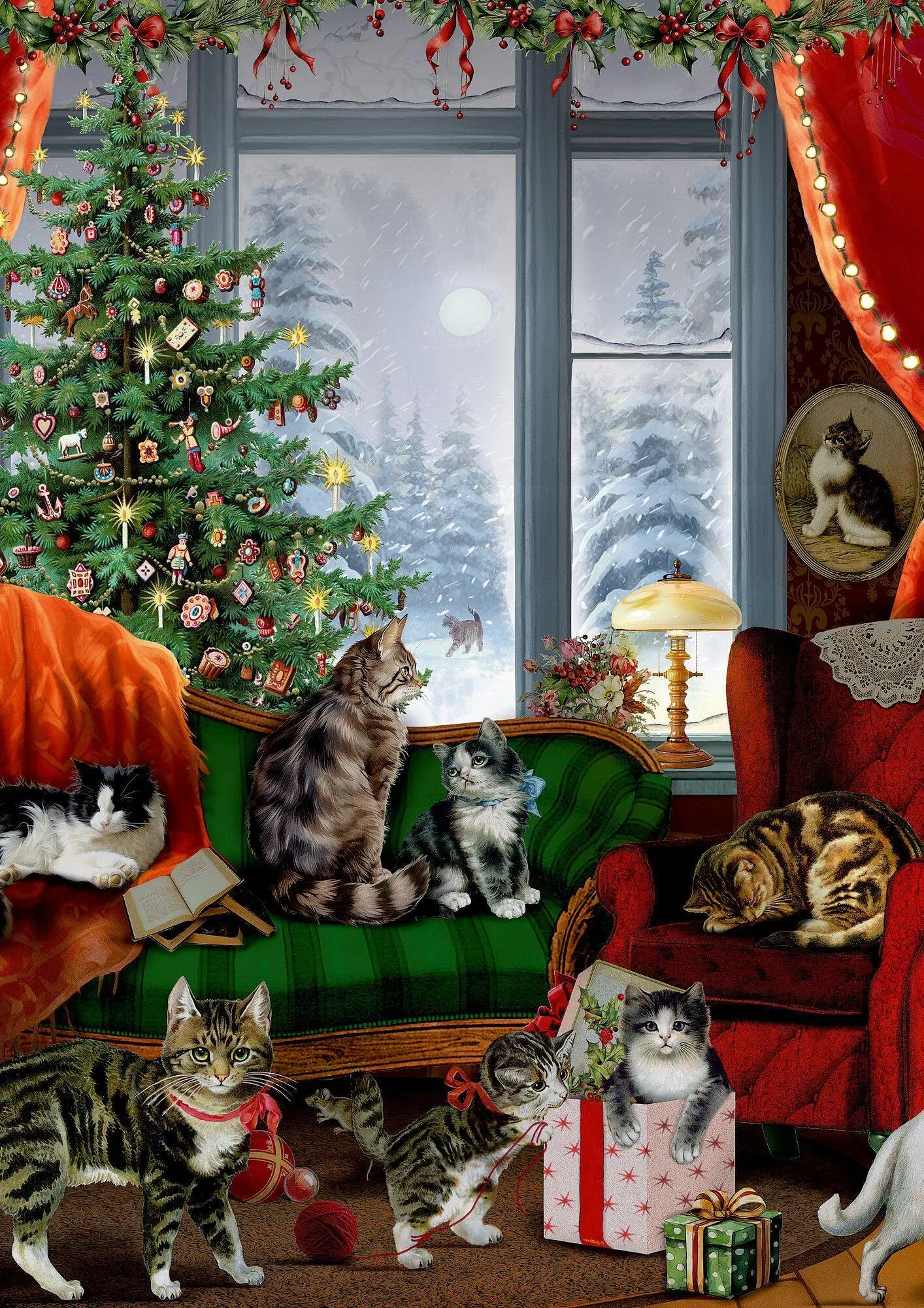 Cover: 4050003971292 | A4-Wand-Adventskalender - Katzen am Fenster | Barbara Behr | Kalender