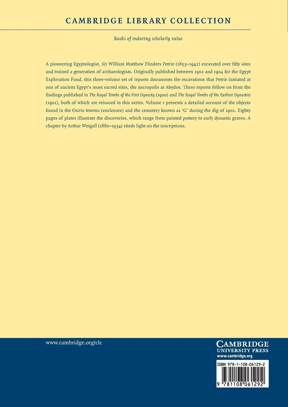 Rückseite: 9781108061292 | Abydos | A. E. Weigall | Taschenbuch | Kartoniert / Broschiert | 2013