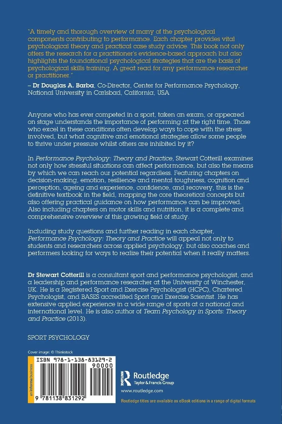 Rückseite: 9781138831292 | Performance Psychology | Theory and Practice | Stewart Cotterill