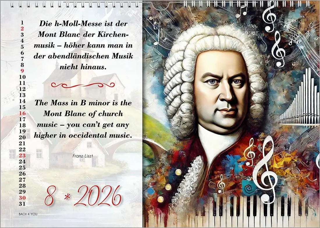 Bild: 9783969031292 | Der Bach-Zitate-Kalender, ein Musik-Kalender 2026, DIN A3 | Jr. | 2026