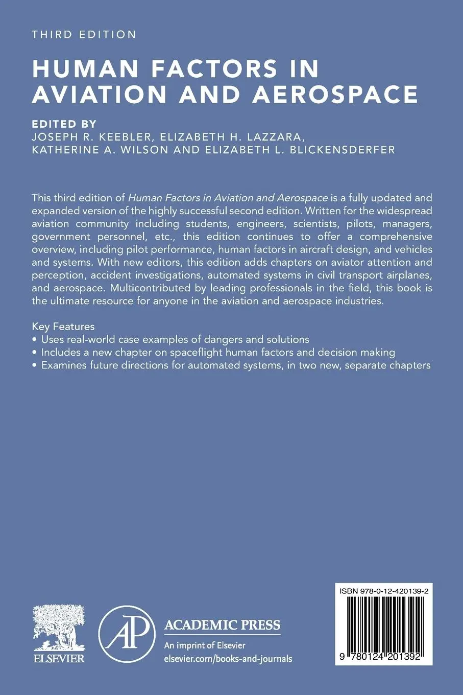 Rückseite: 9780124201392 | Human Factors in Aviation and Aerospace | Elizabeth H. Lazzara (u. a.)