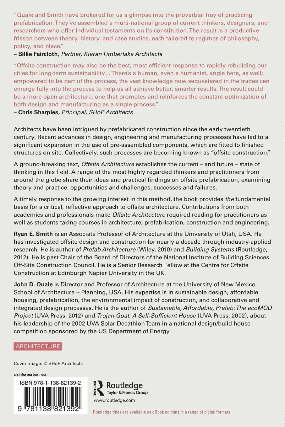 Rückseite: 9781138821392 | Offsite Architecture | Constructing the future | Ryan E. Smith (u. a.)