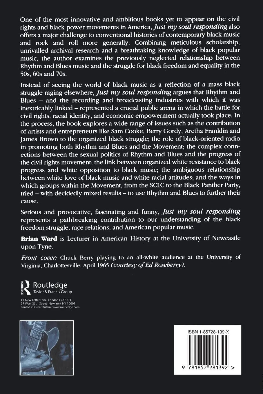 Rückseite: 9781857281392 | Just My Soul Responding | Brian Ward | Taschenbuch | Englisch | 1998