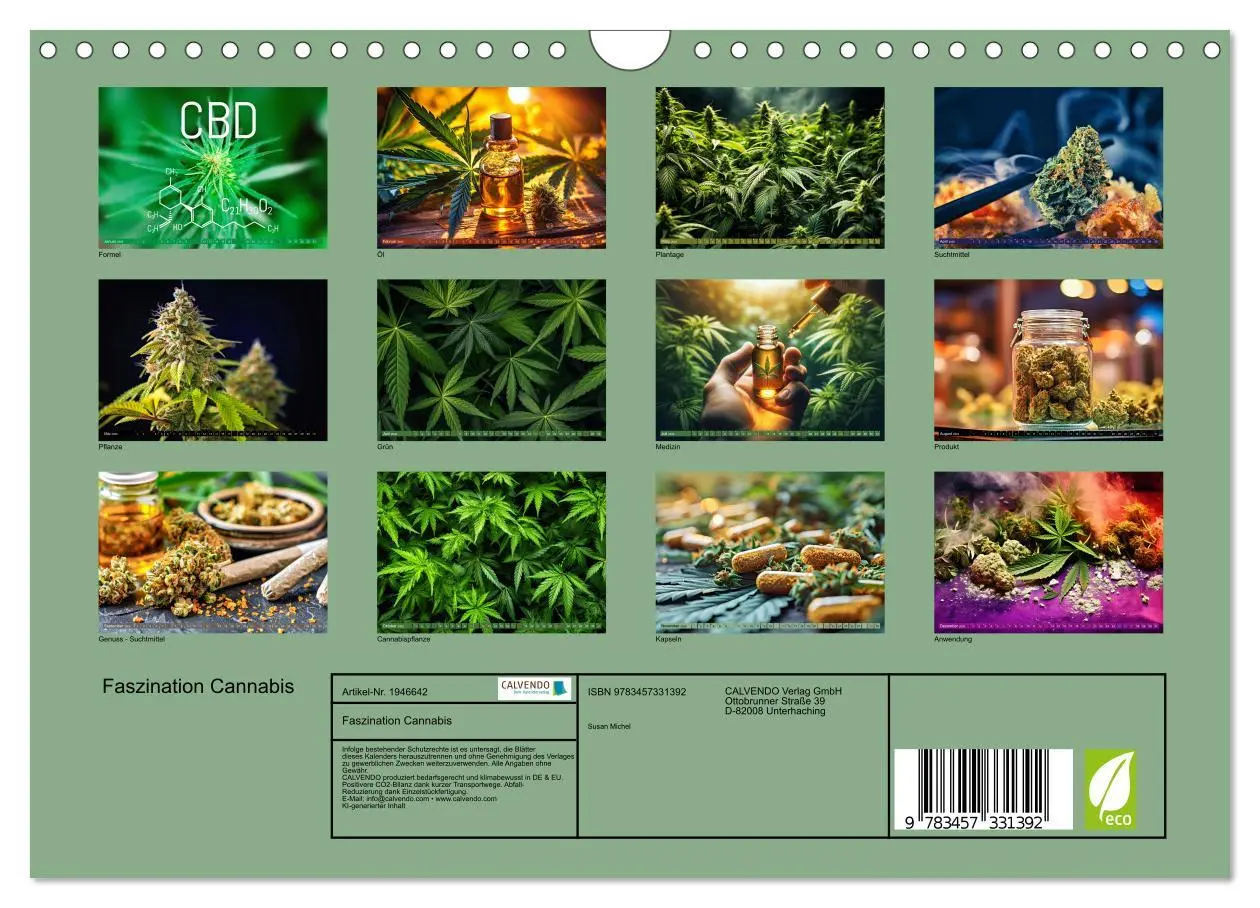 Bild: 9783457331392 | Faszination Cannabis (Wandkalender 2026 DIN A4 quer), CALVENDO...